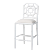 bali & pari Boone Counter Stool with Chinoiserie Design, White